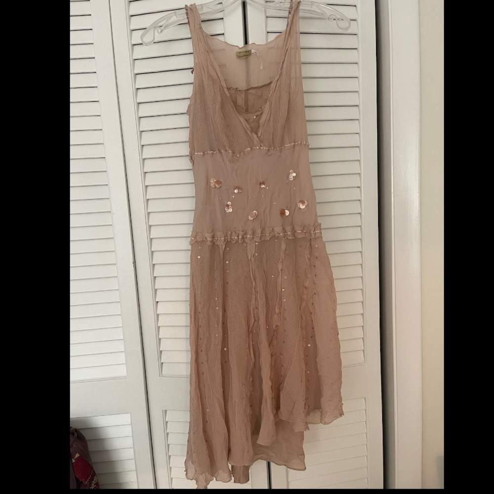 Beautiful 100% silk blush dress with sequins
